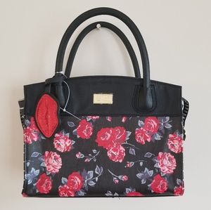 Betsy Johnson Red Floral Convertable Satchel